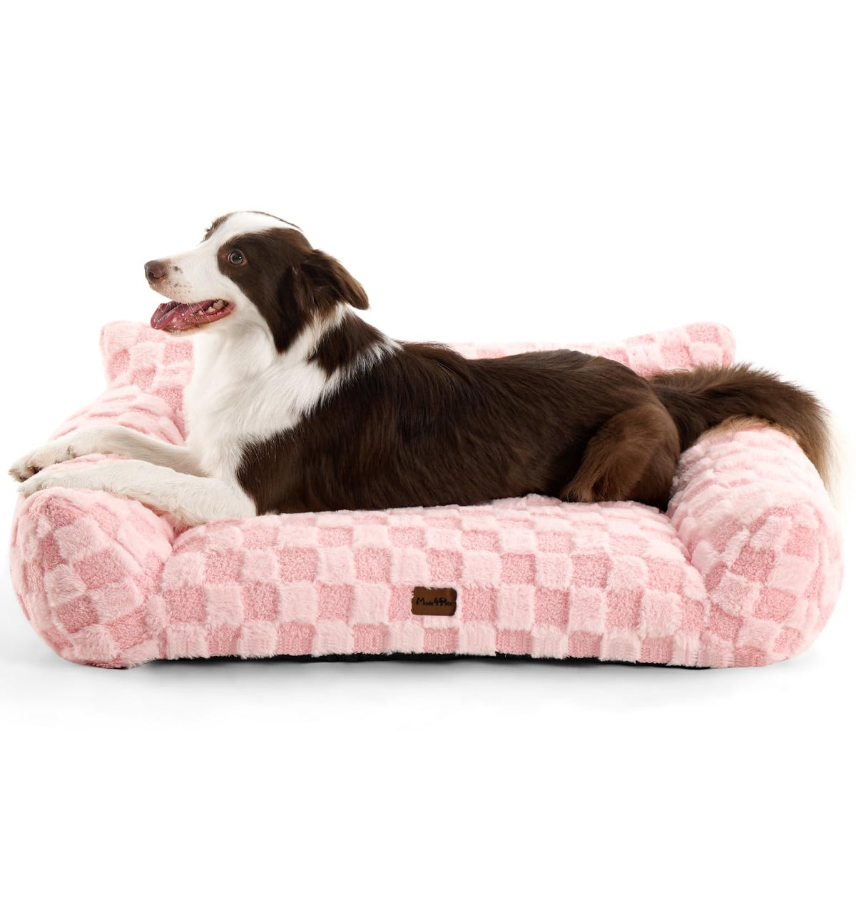 Made4Pets sillon perro-pelo sintetico rosa cuadros: descanso suave y calor.