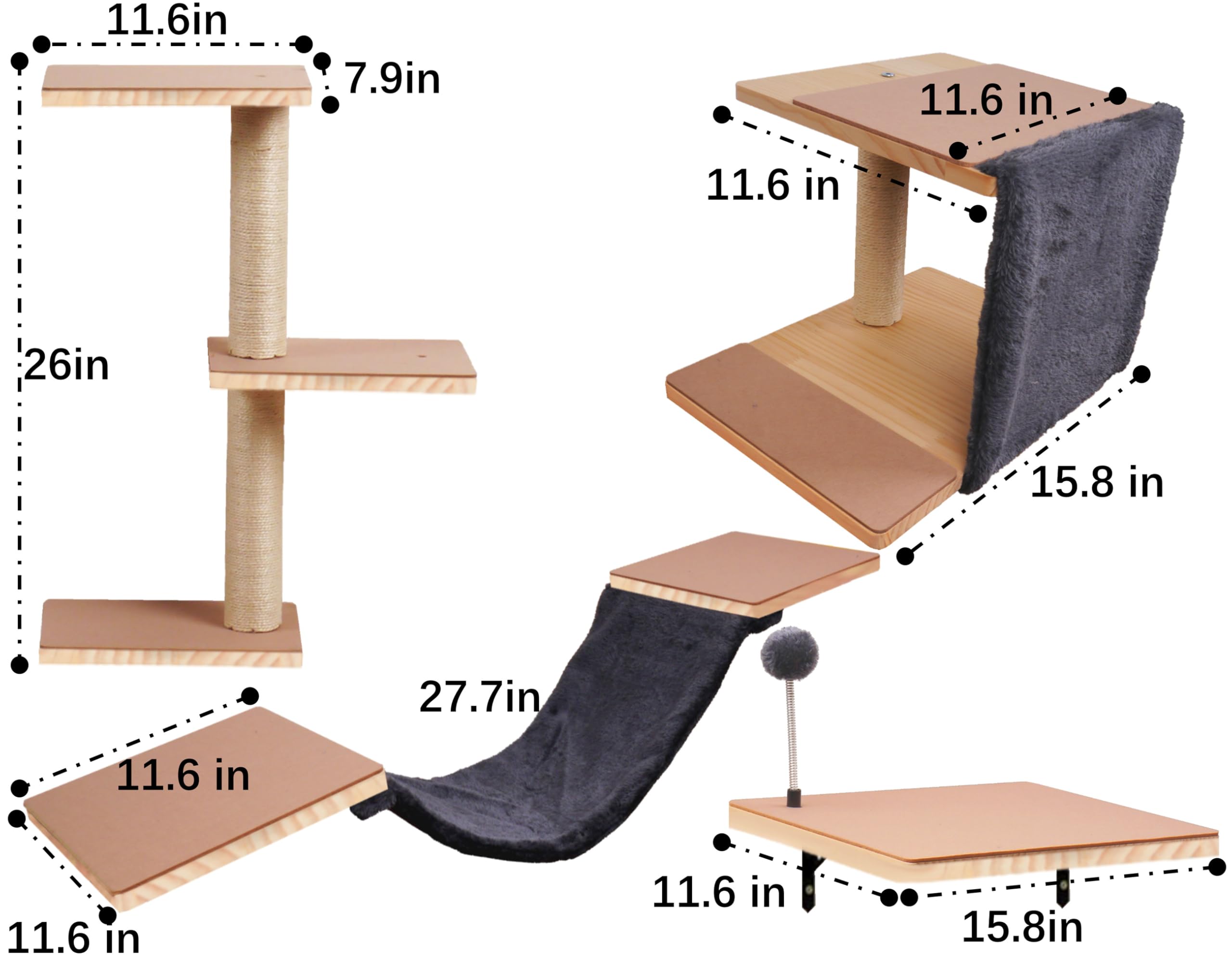 MADNIU hamaca para gato montada en pared, descanso cómodo y seguro