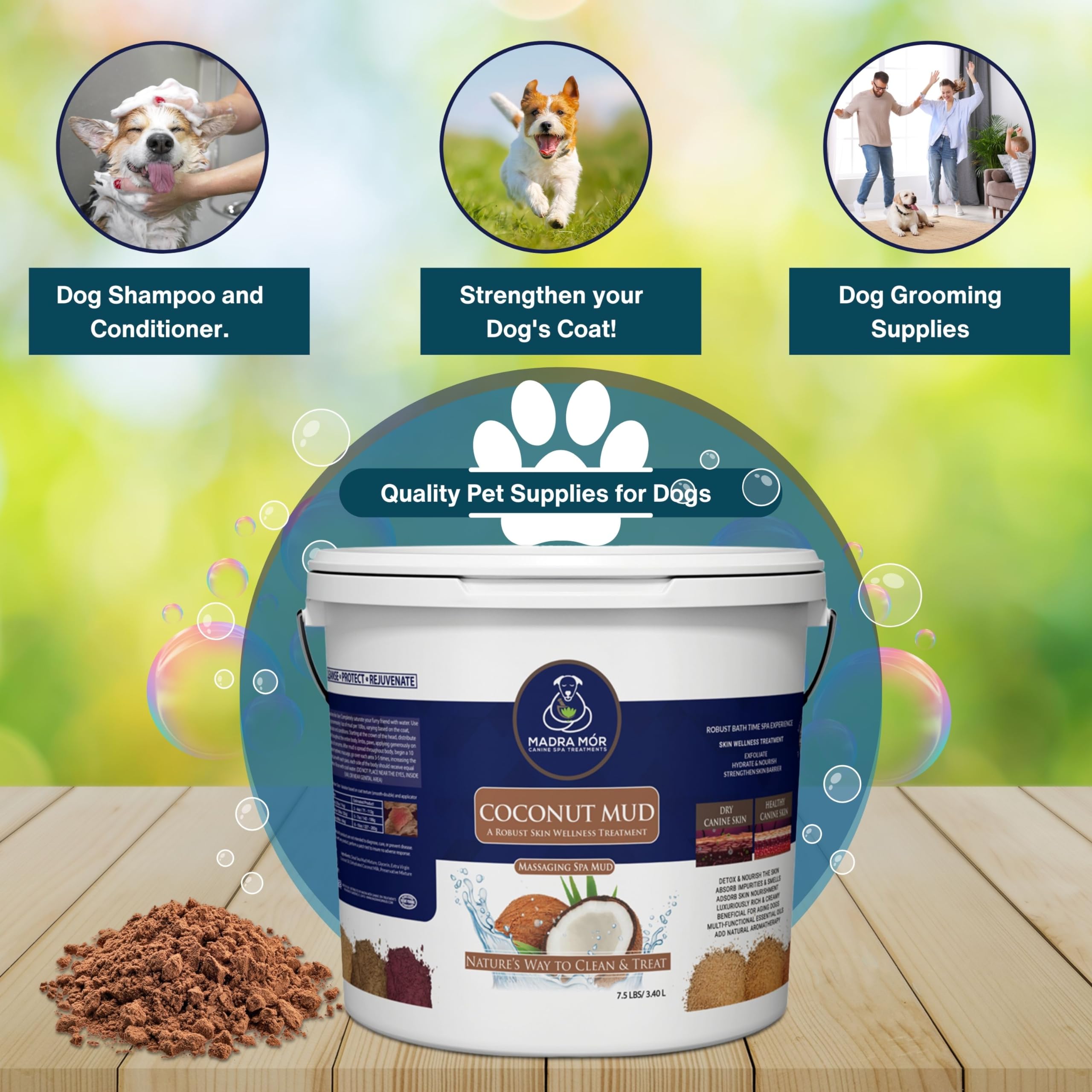 Madra Mor lodo coco, limpieza natural para pelaje saludable