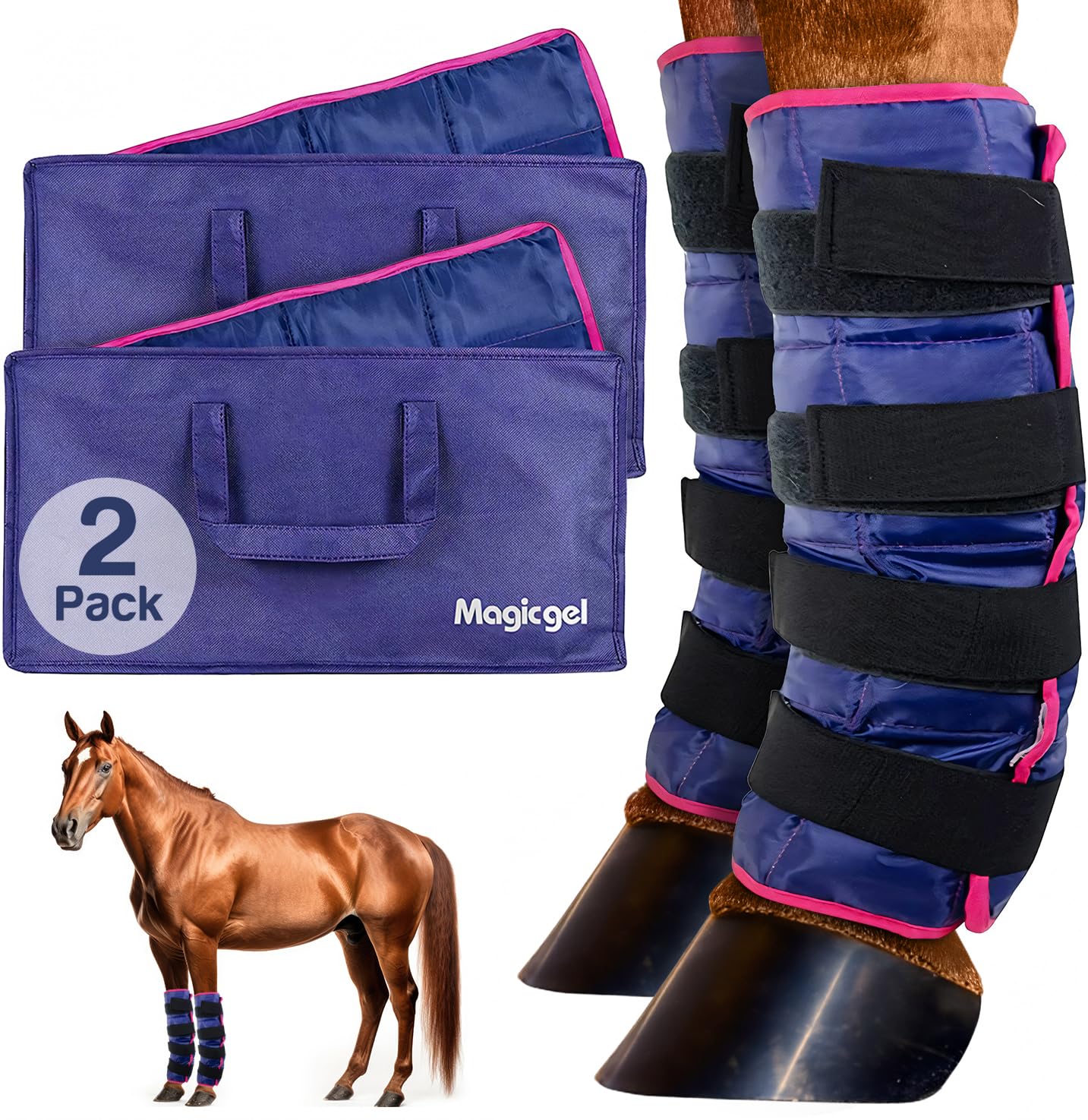 Magic Gel caballo bolsa de hielo estuche para transporte y almacenamiento cómodo.