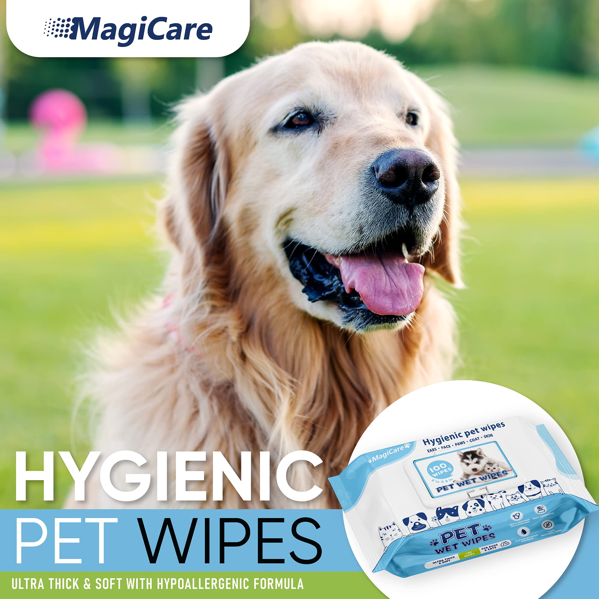 MAGICARE Pet Wipes: uso diario suave para piel sensible de tu mascota.