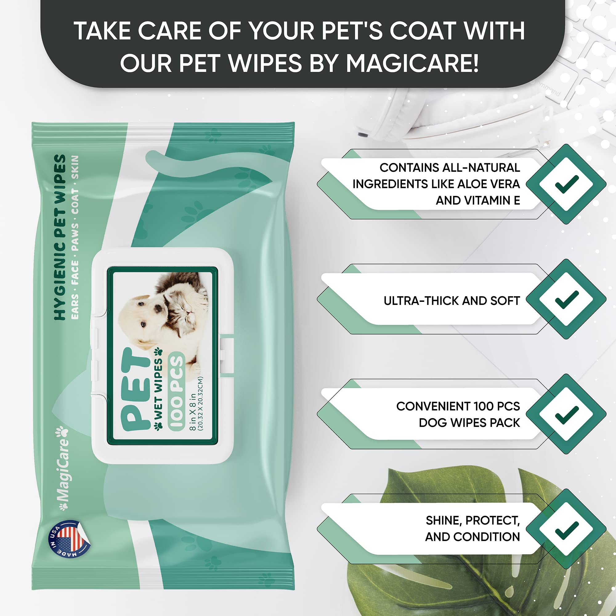 Toallita MAGICARE para cara de perros, limpieza suave y segura