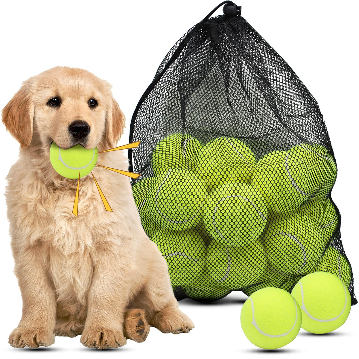 Pelotas Magicorange amarillas de 2,5 pulgadas para juego activo al aire libre.