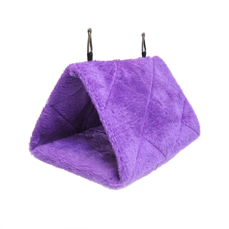 Magnoloran nido para aves 2-pack: dos refugios de peluche morado.