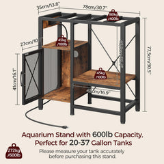 MAHANCRIS armario de almacenamiento para acuario con estantes prácticos.