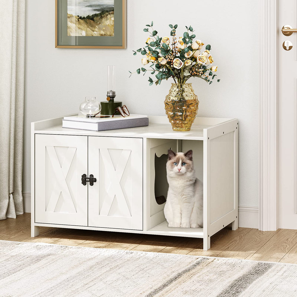 MAHANCRIS caja de arena oculta, acceso lateral con cabeza de gato para ventilación mejorada.