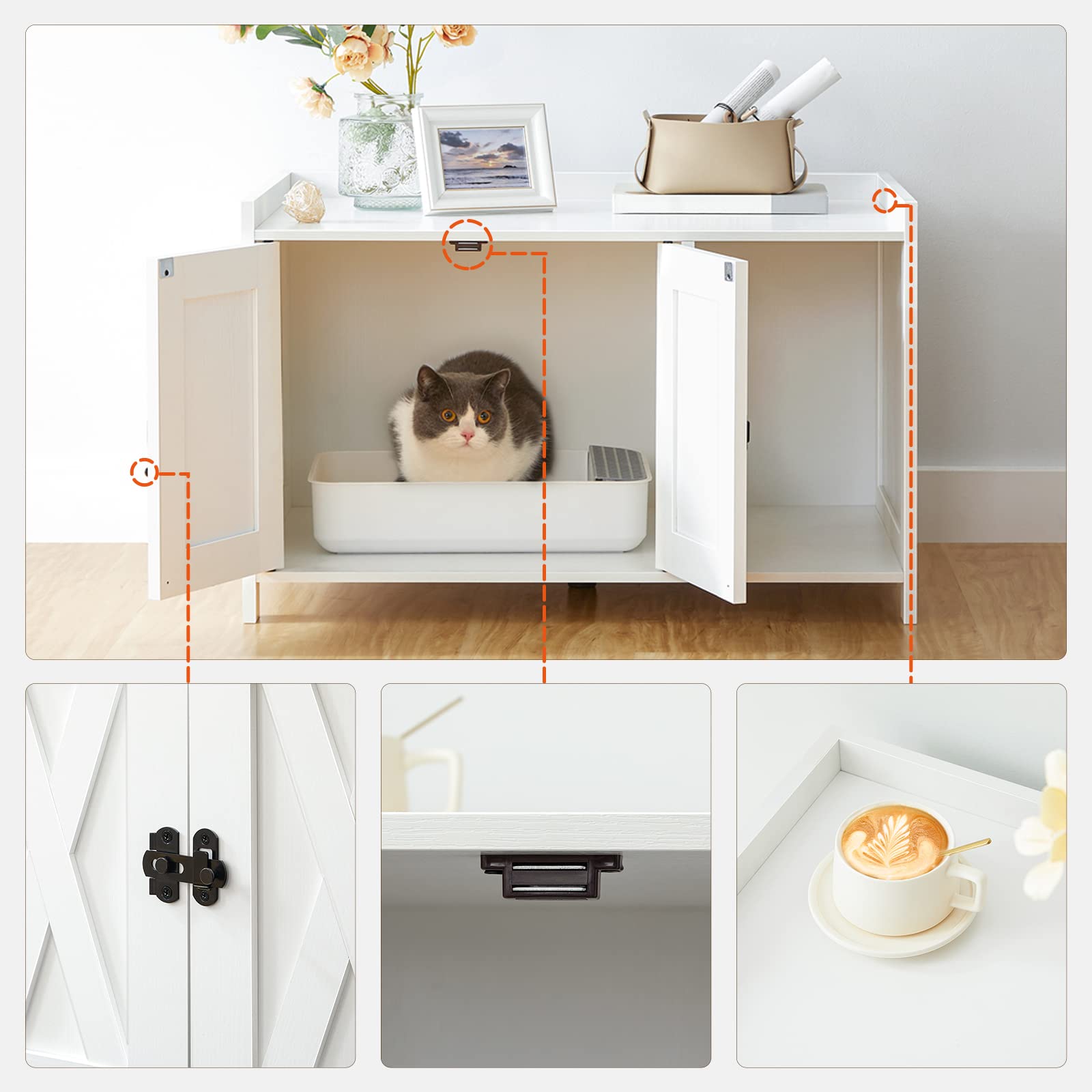 MAHANCRIS mueble blanco para gatos, instrucciones claras para montaje sencillo.