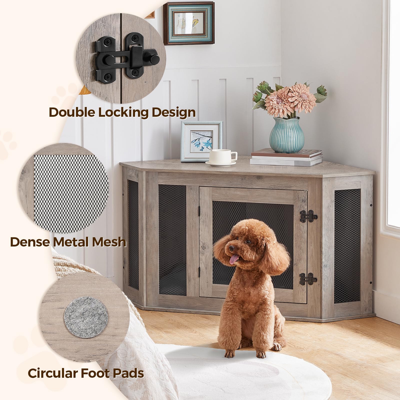 MAHANCRIS caseta-perro capacidad-50-lb: apta para perros pequeños y medianos.