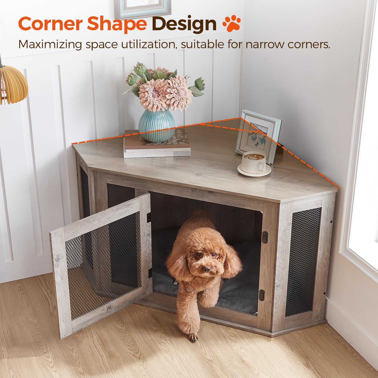 MAHANCRIS caseta-perro dimensiones 44-5-23-6-23-6: ideal para perros pequeños y medianos para dormir.