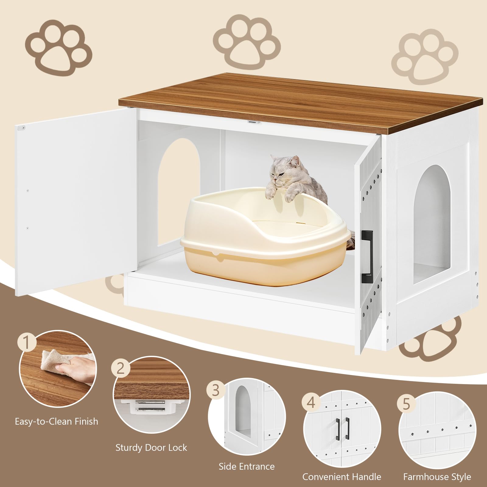 MAHANCRIS diseño estilo granja protege la caja de arena de perros curiosos.