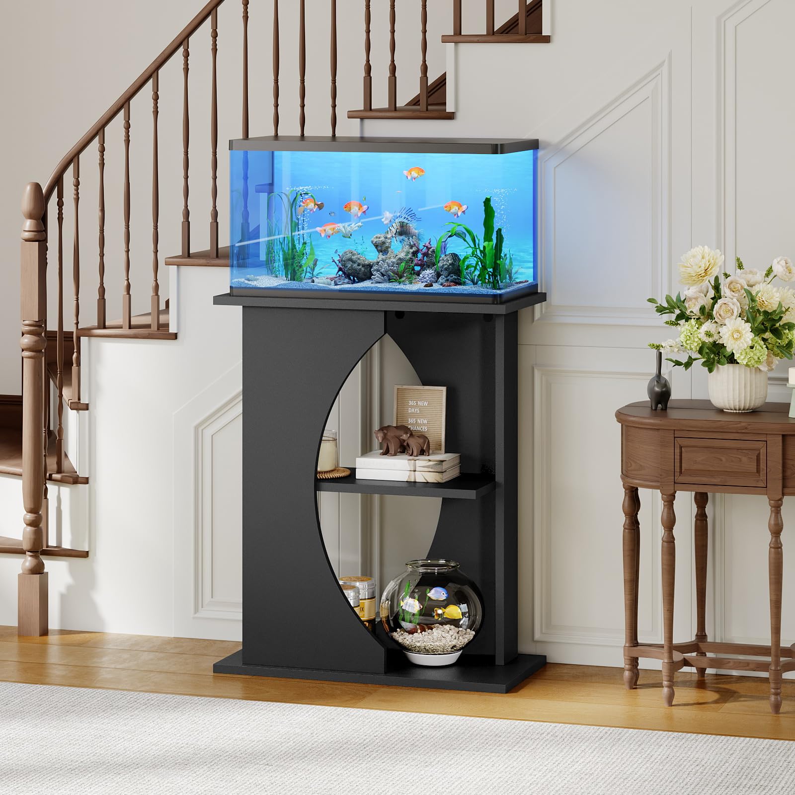 MAHANCRIS estante central, amplio almacenamiento para accesorios y suministros.