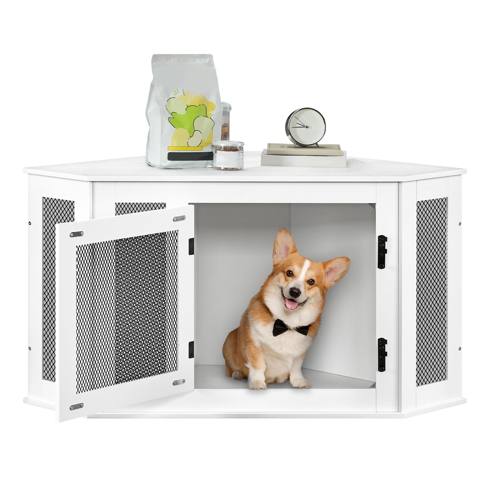 MAHANCRIS jaula-perro-blanco-negro-diseño, opción versátil para diferentes estancias
