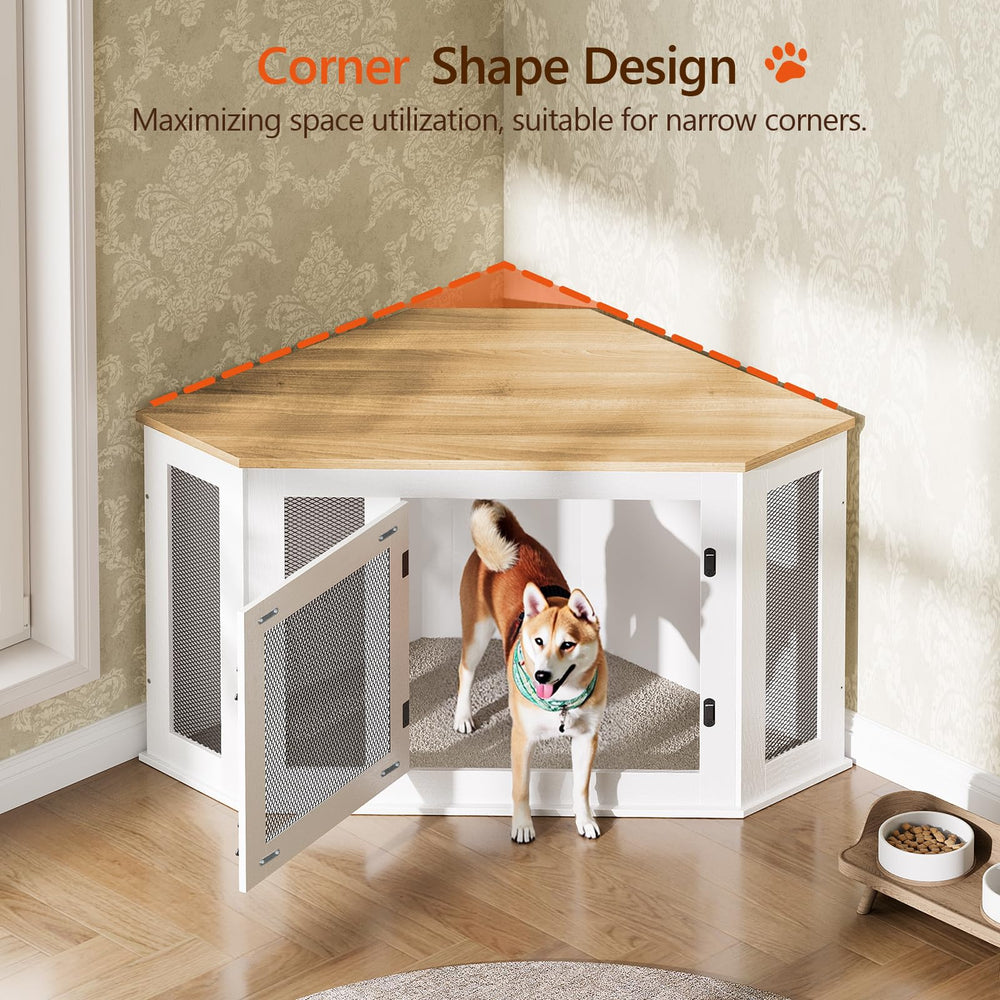 MAHANCRIS jaula-perro-madera-mesita-lateral: mesa estable para accesorios y descanso diario.