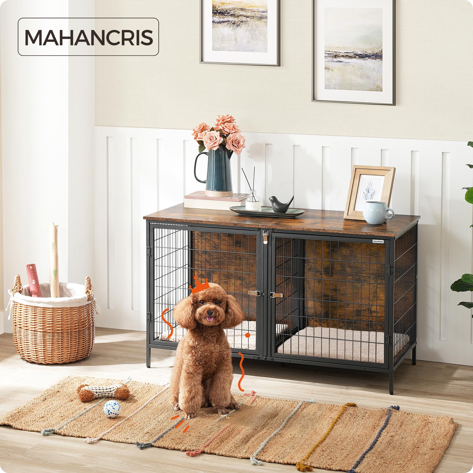 MAHANCRIS jaula interior resistente para mascotas, construcción estable.