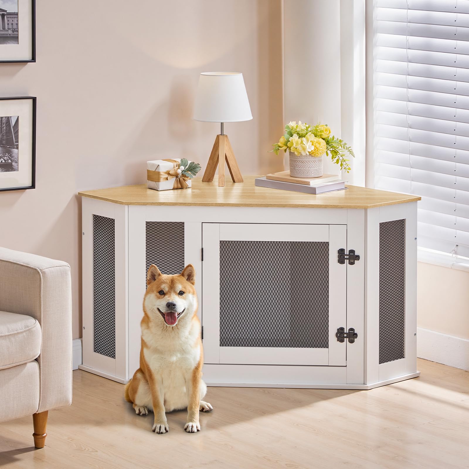 MAHANCRIS mueble-casa-perro-estilo-vintage: combina funcionalidad con estética en tu salón.