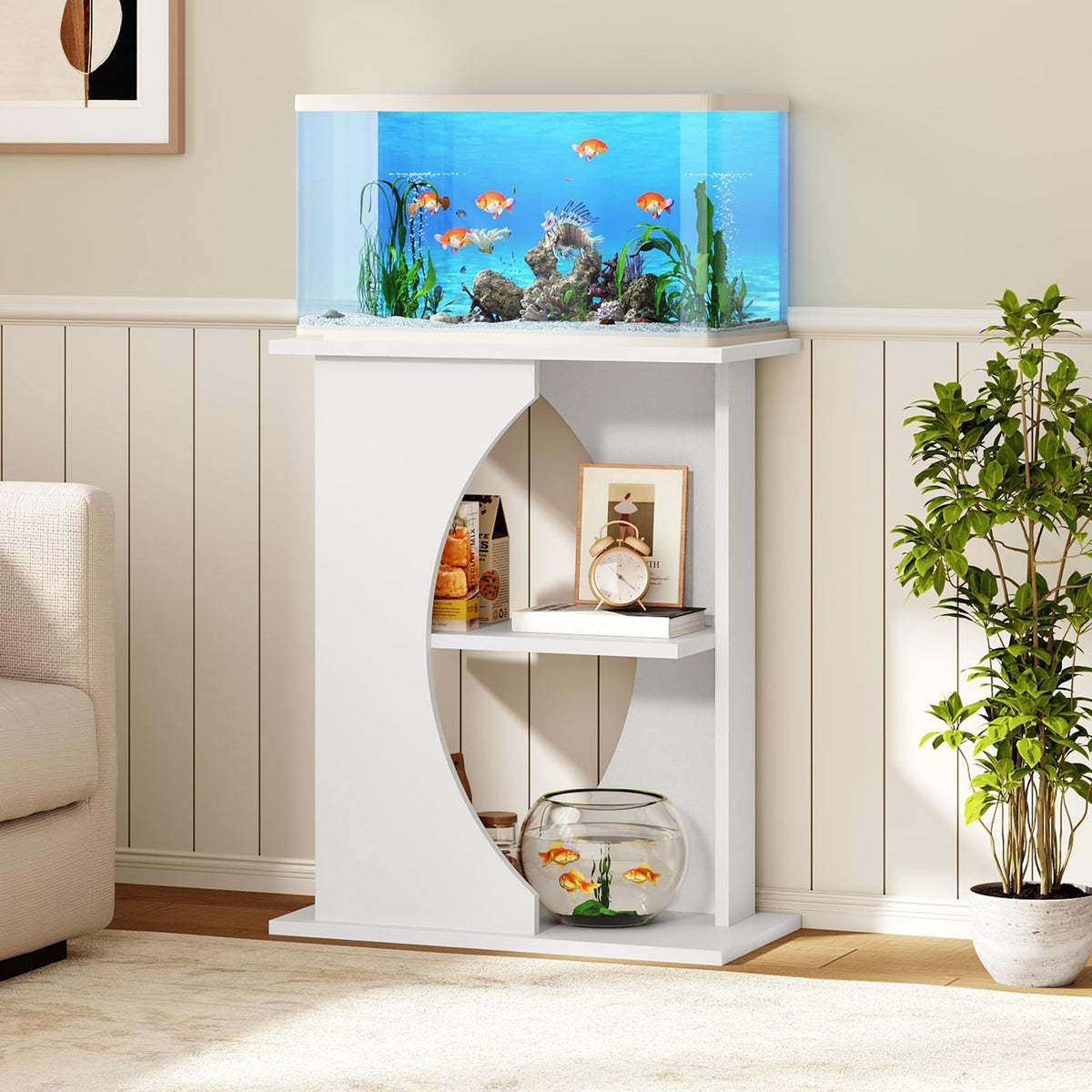 MAHANCRIS soporte acuario diez galones blanco, estable para sala