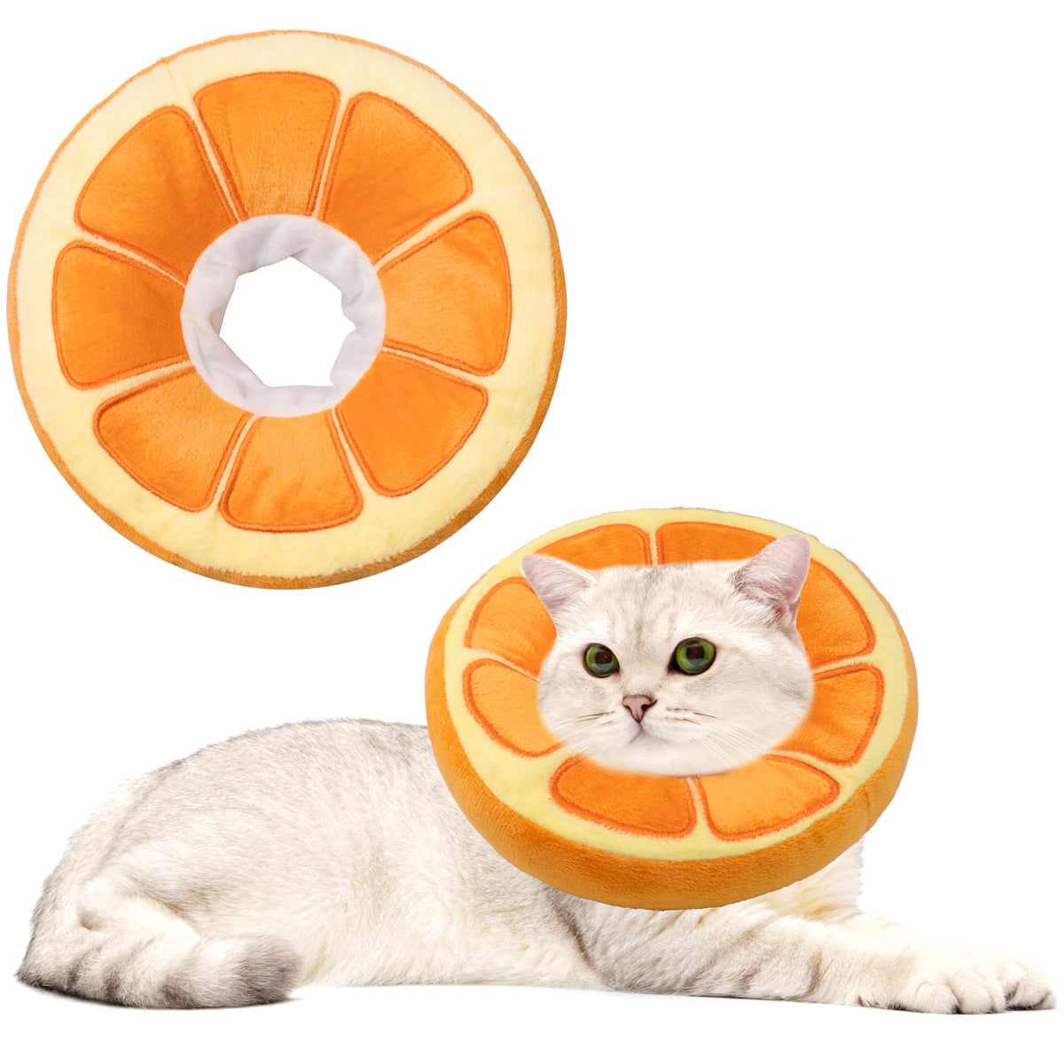 Maiiu Soft Cat Cone Collar en naranja mediano, material suave para comodidad del gato