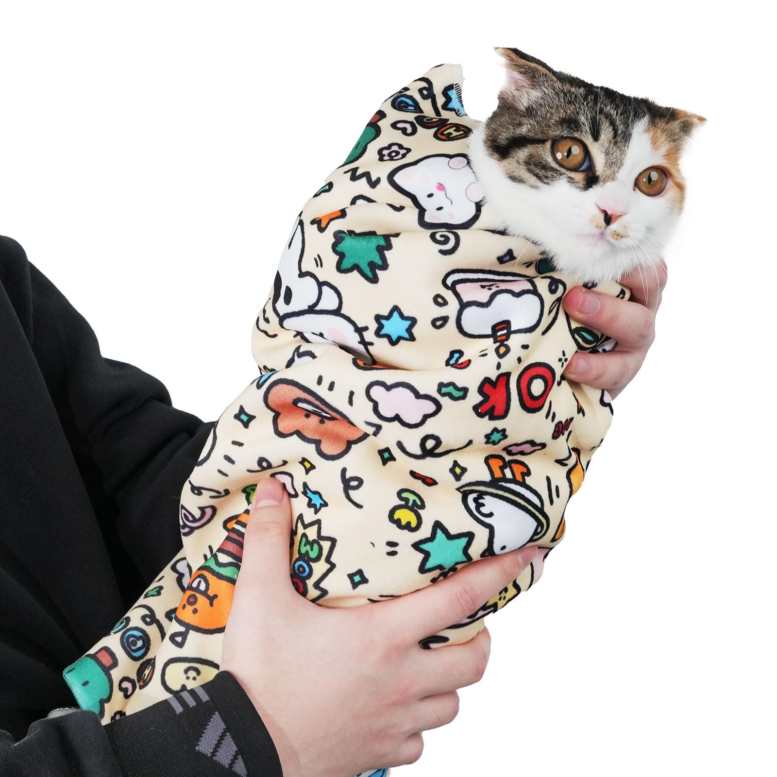 Maiwoste envoltura para gato extra grande, colocación suave para comodidad durante el cuidado.