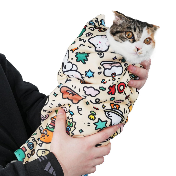 Maiwoste envoltura para gato extra grande, colocación suave para comodidad durante el cuidado.