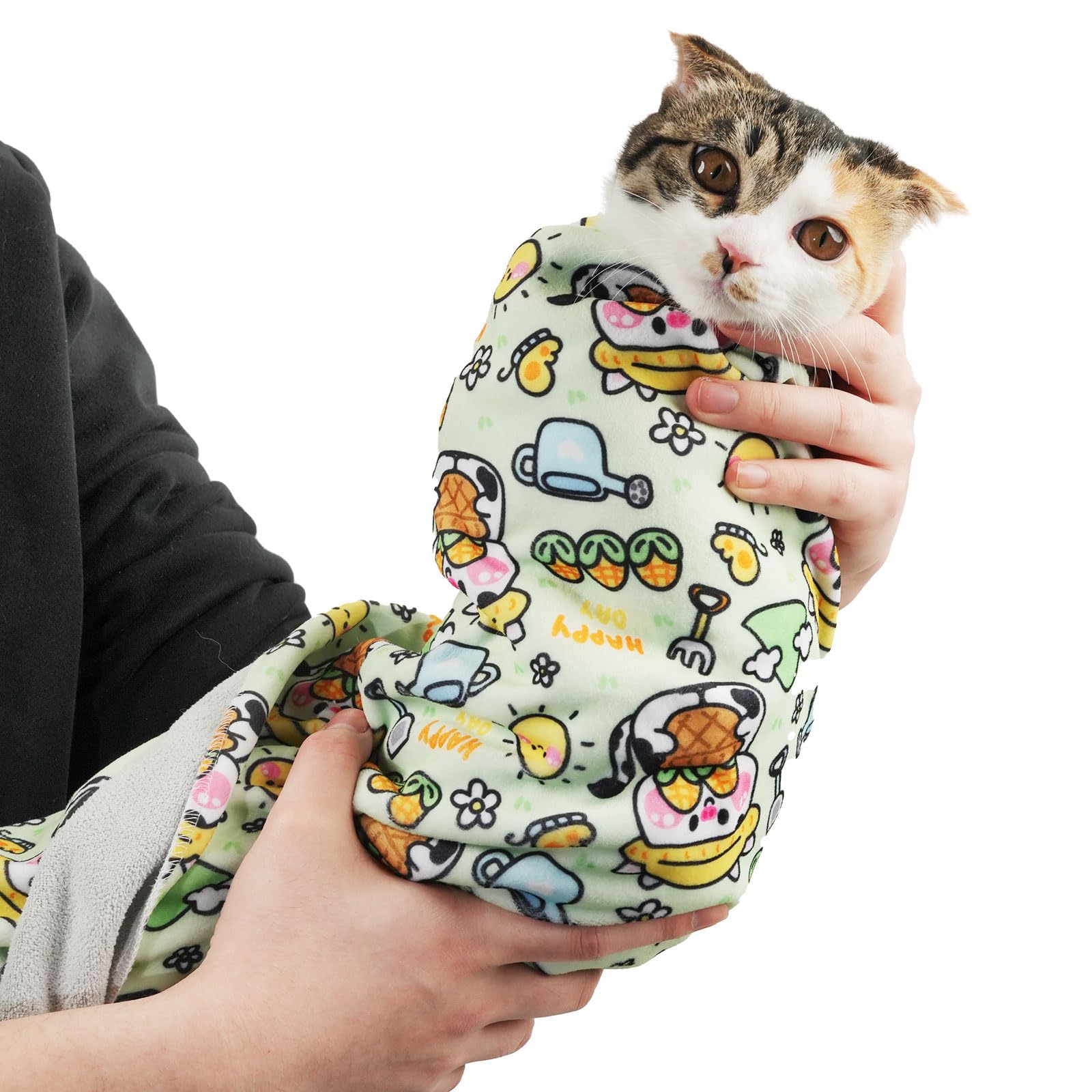 maiwoste envoltura para gatos XL en primer plano, comodidad y seguridad durante el aseo.