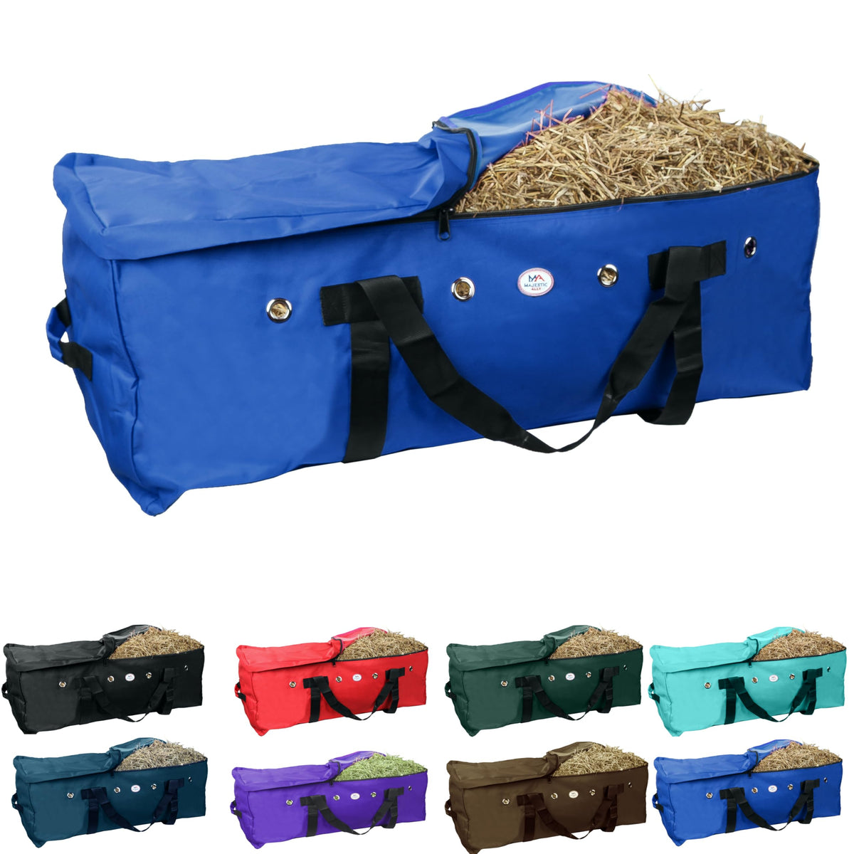 Majestic Ally bolsa heno grande, vista frontal, almacenamiento eficiente para granja.