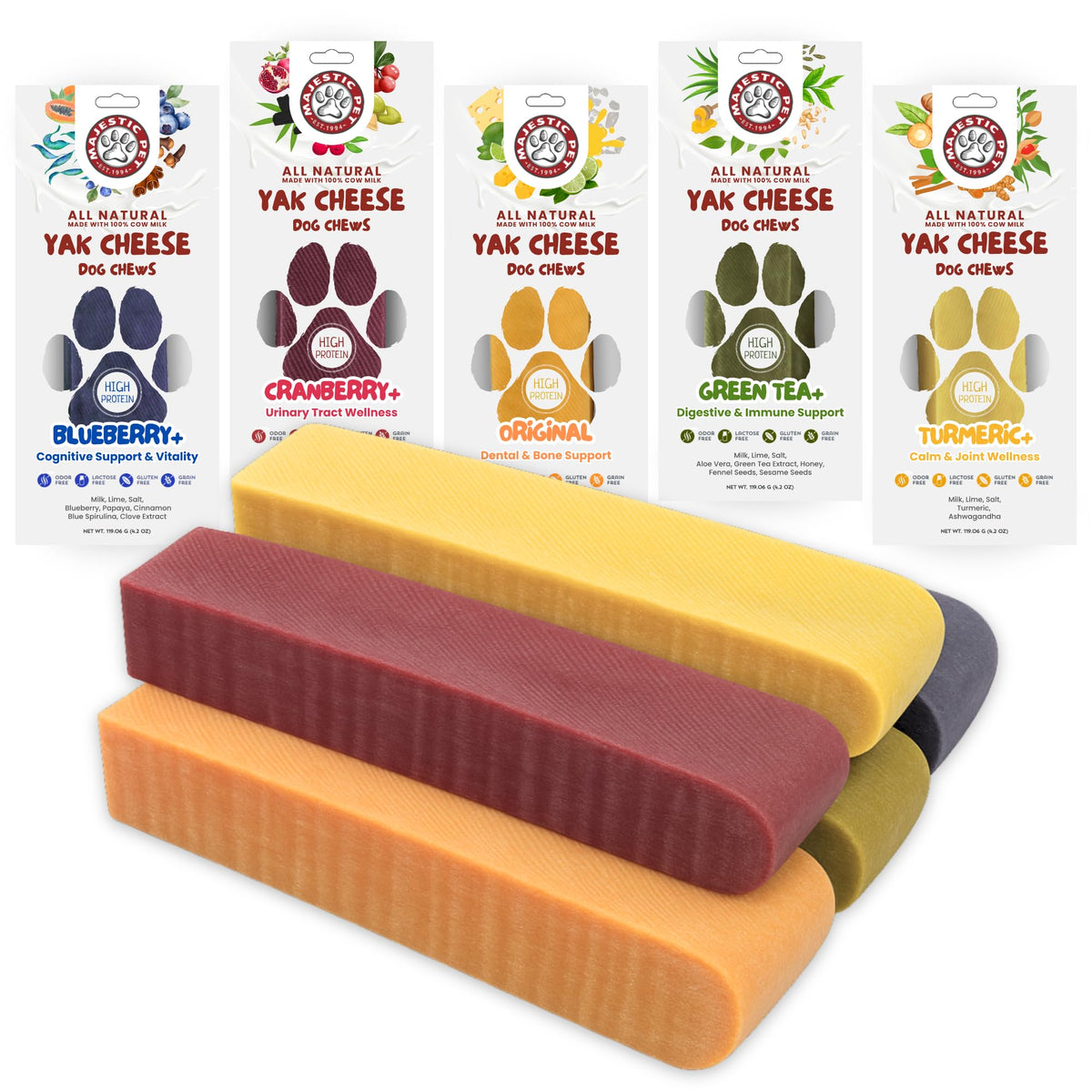 Majestic Pet Himalayan masticables pack-variedad, ideal para perros medianos y grandes