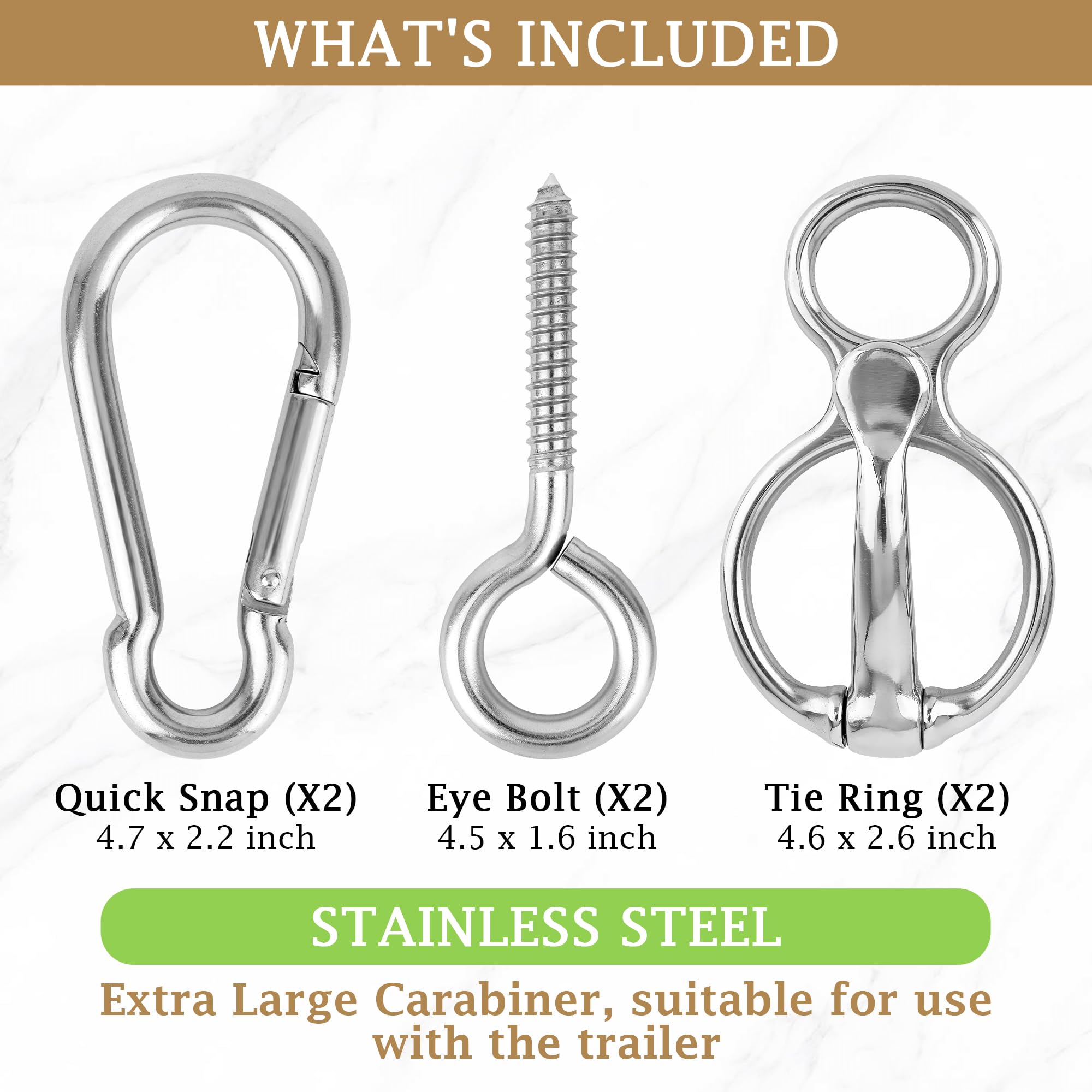 MajesticMane: tornillos de ojo de acero para un montaje seguro.