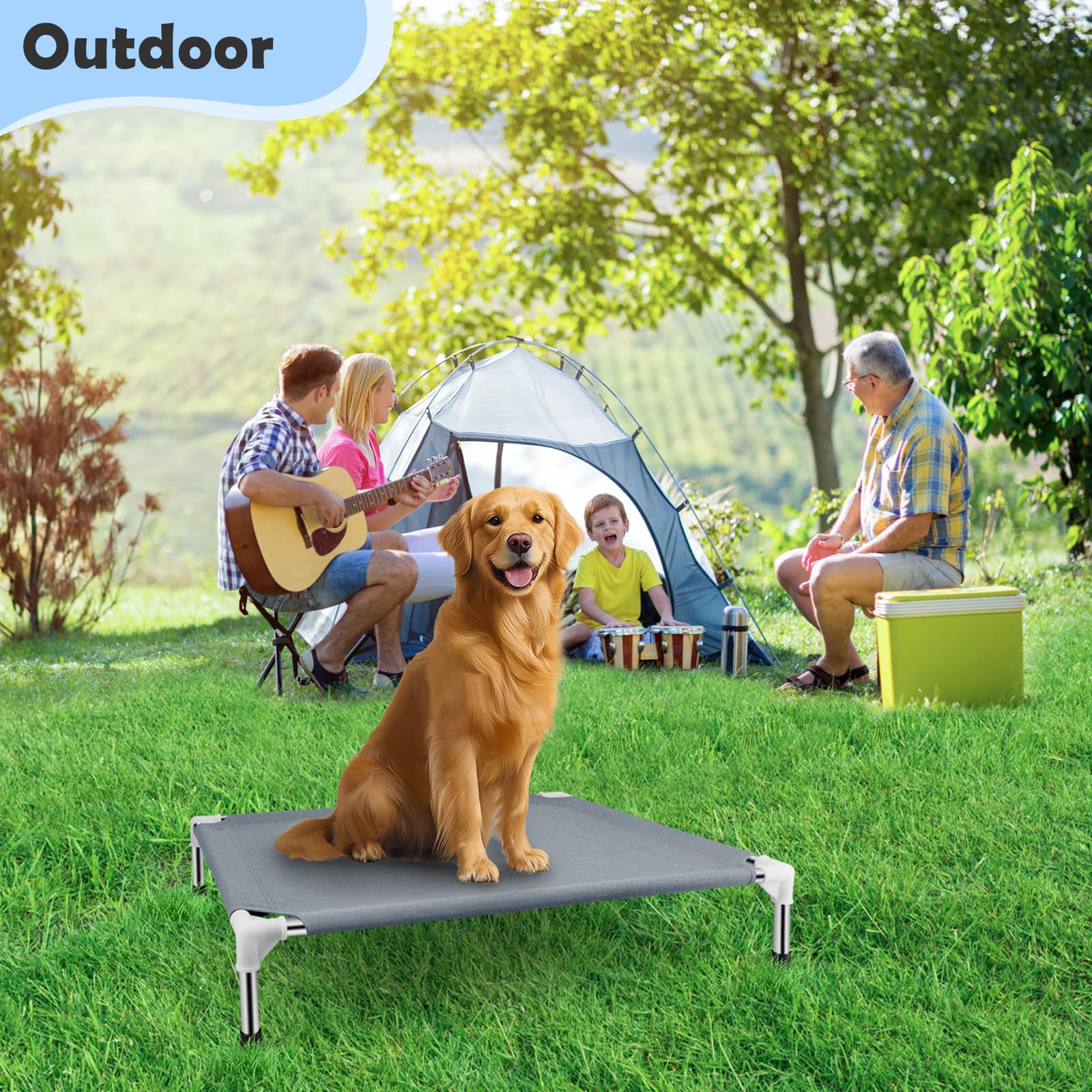 Makerfire cama perro doble capa poliester algodón, duradera y fácil de limpieza