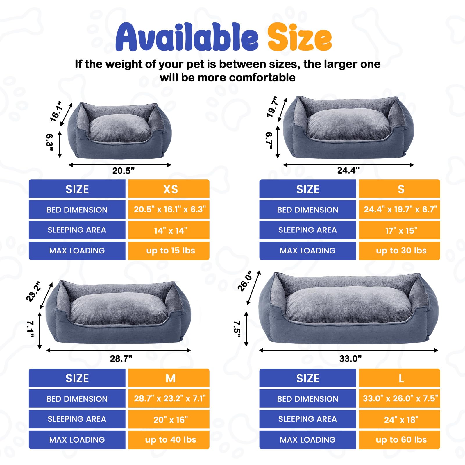 Makigued cama para perro rectangular mediano con funda lavable a máquina para limpieza rápida.
