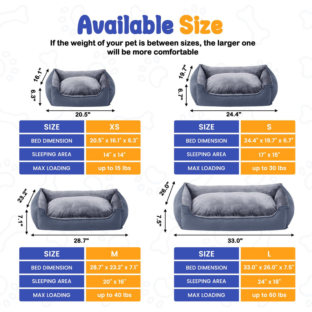 Makigued cama para perro rectangular mediano con funda lavable a máquina para limpieza rápida.