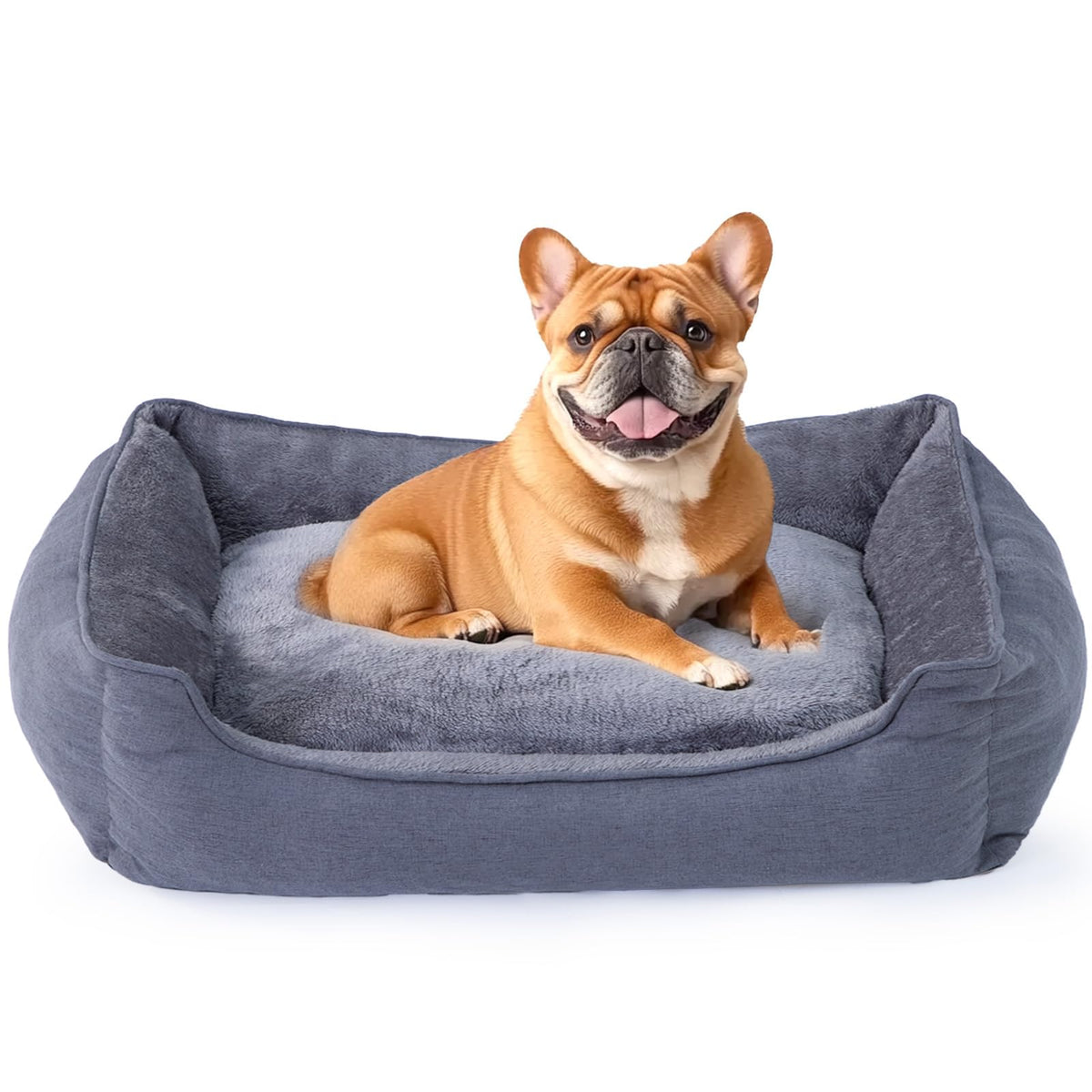 Makigued cama para perro rectangular mediano con funda lavable para limpieza fácil.