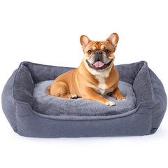 Makigued cama para perro rectangular mediano con funda lavable para limpieza fácil.