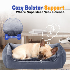 Makigued cama para perro rectangular mediano con funda removible para lavado sencillo.