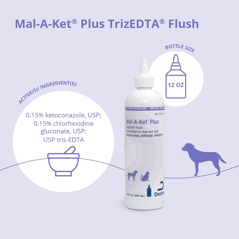 Cuidado de oídos de perros con Mal-A-Ket Plus TrizEDTA Flush para higiene regular