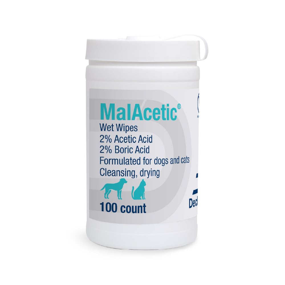 Toallitas MalAcetic para uso general en perros y gatos, limpieza suave de la piel.