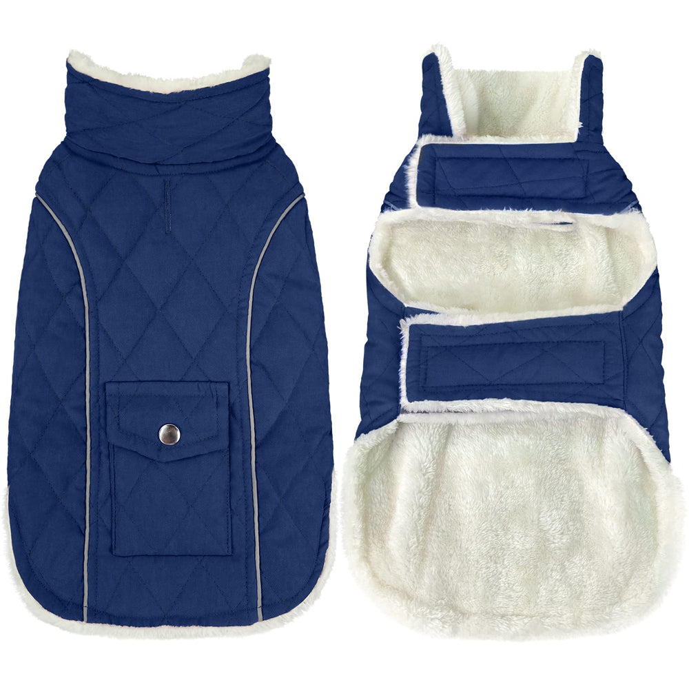 Malier abrigo de invierno para perros azul, frente, cálido y cómodo.