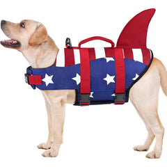 Malier chaleco salvavidas con forma de tiburon para perro, diseño llamativo y cómodo.