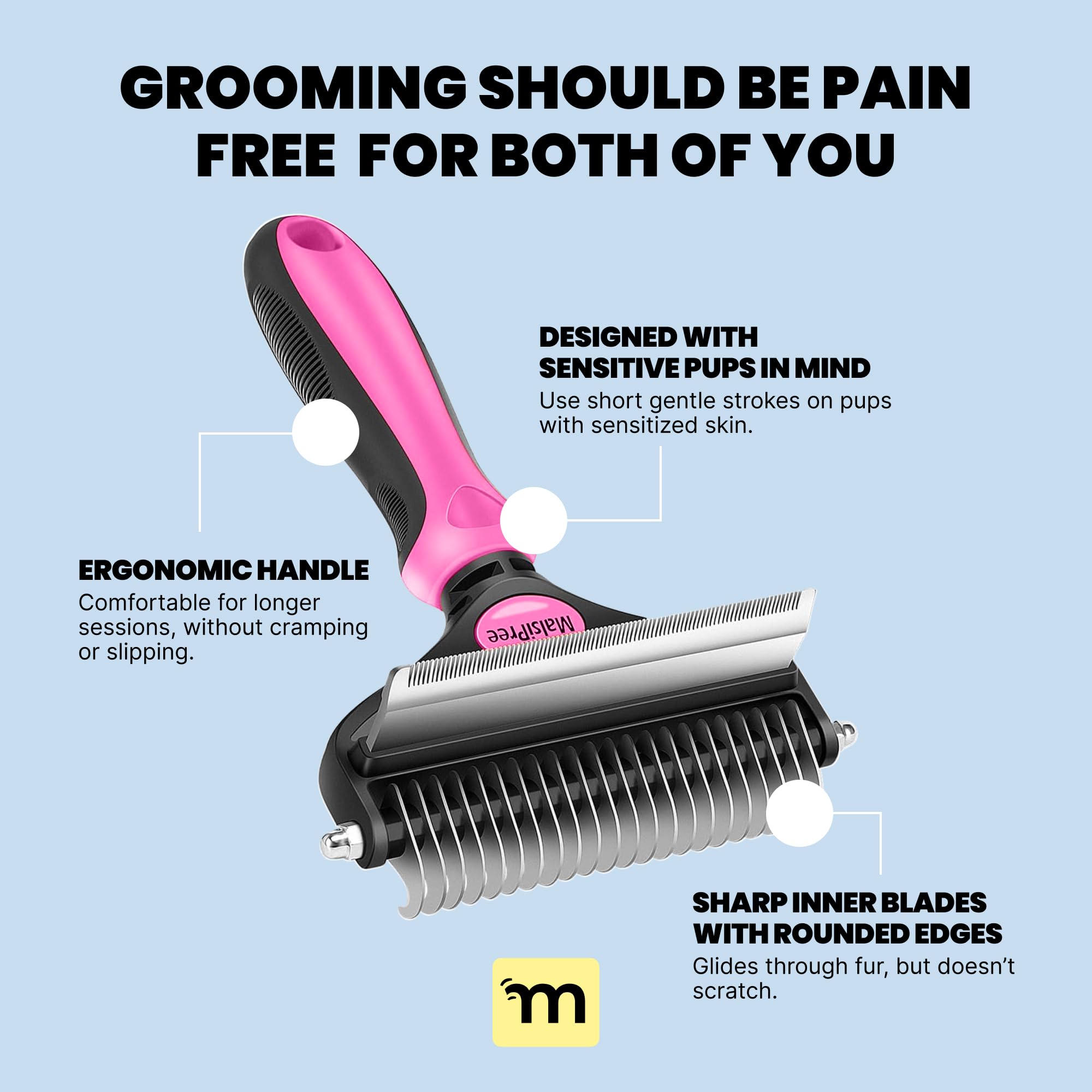 MalsiPree ergonomía rosa, diseño cómodo para sesiones de cepillado.