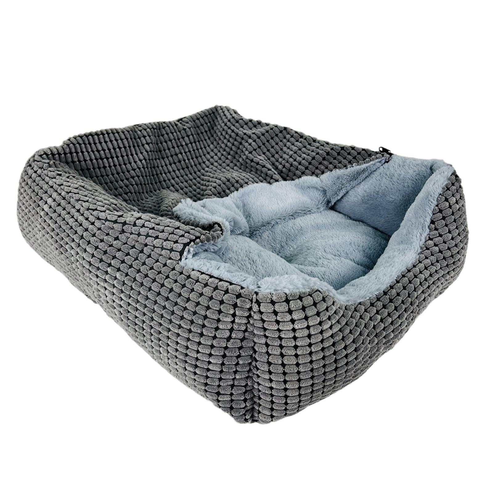 Cama Mama Halo para perros con cueva capucha, refugio acogedor para dormir.