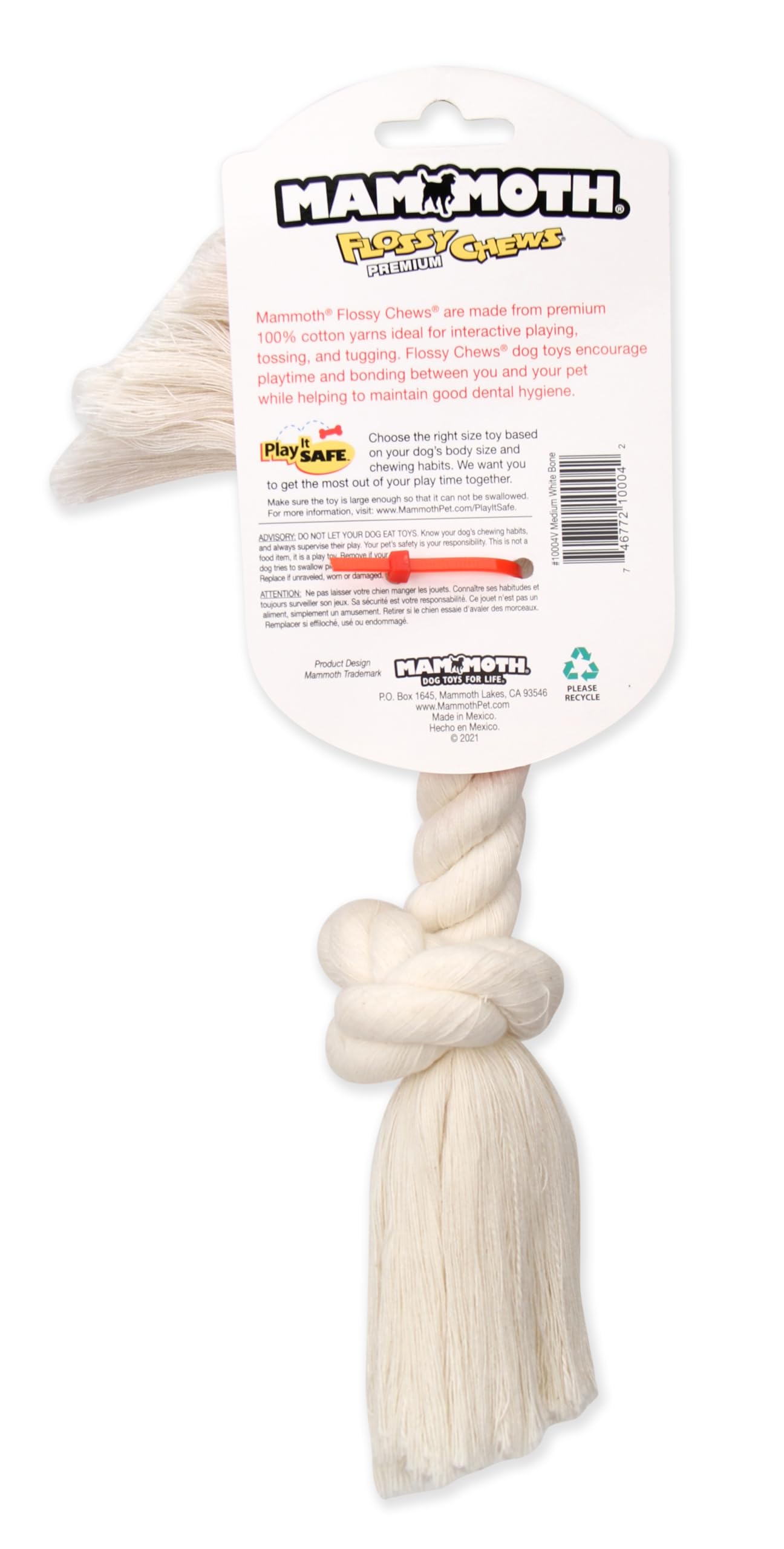 Juguete de jalar Mammoth Flossy Chews para perros medianos en exteriores.