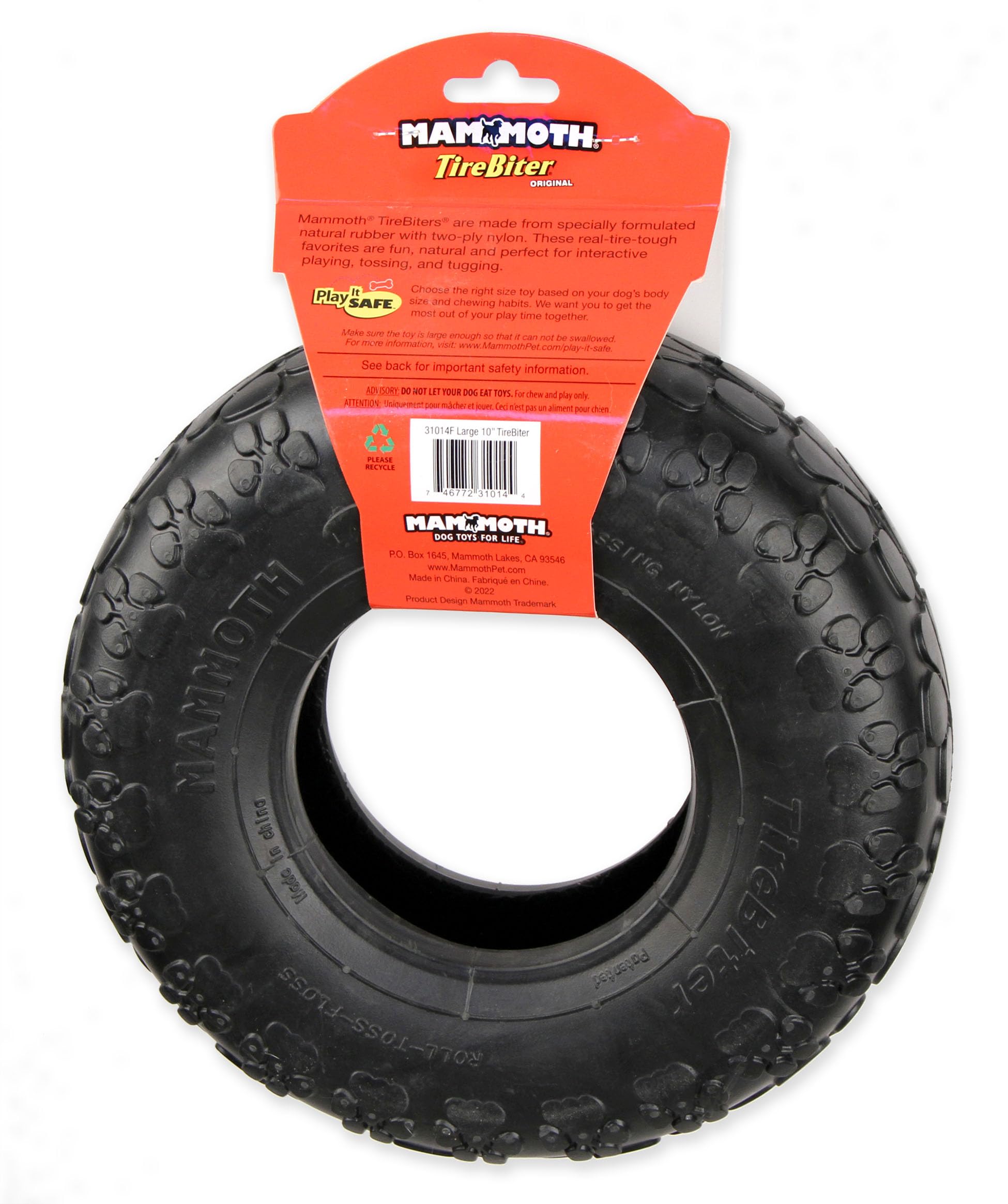 Mammoth TireBiter Originals, diez pulgadas, tamaño grande para perros robustos y juego de tiro