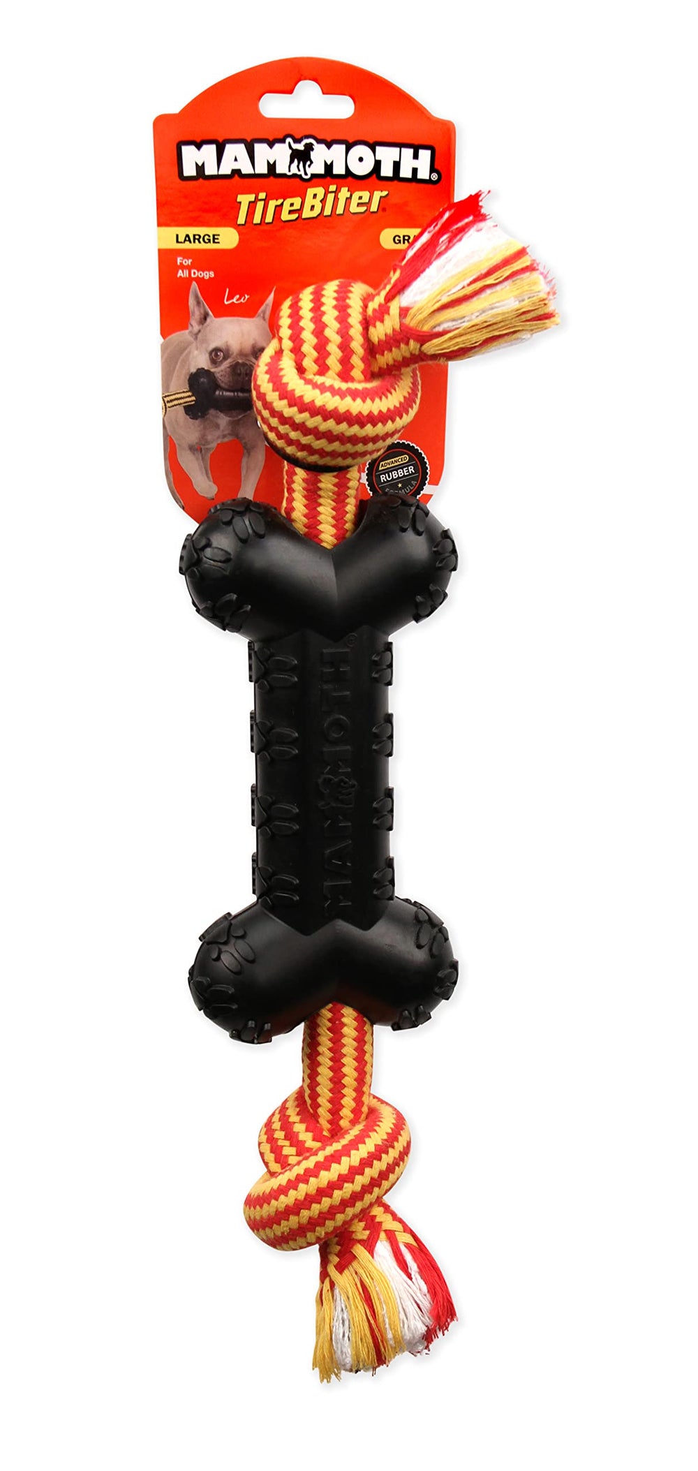 Mammoth TireBiterII: hueso con cuerda algodón-poliéster para juego de tirar