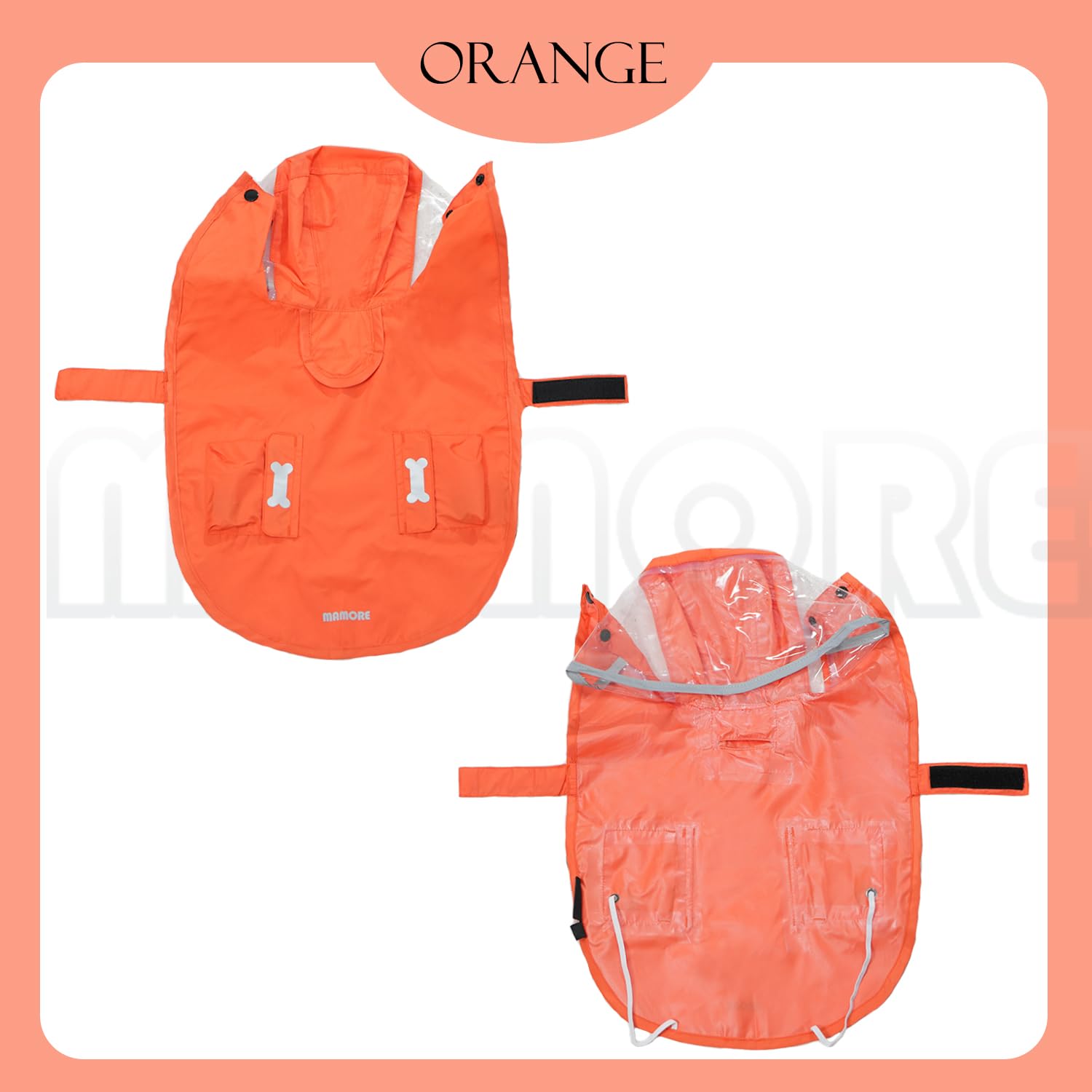 MAMORE impermeable para perros con bolsillos laterales para almacenamiento conveniente.