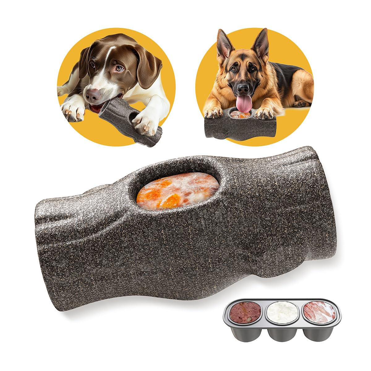 Juguete puzzle congelado de Mankoda para perros, estimula la mente durante el juego.