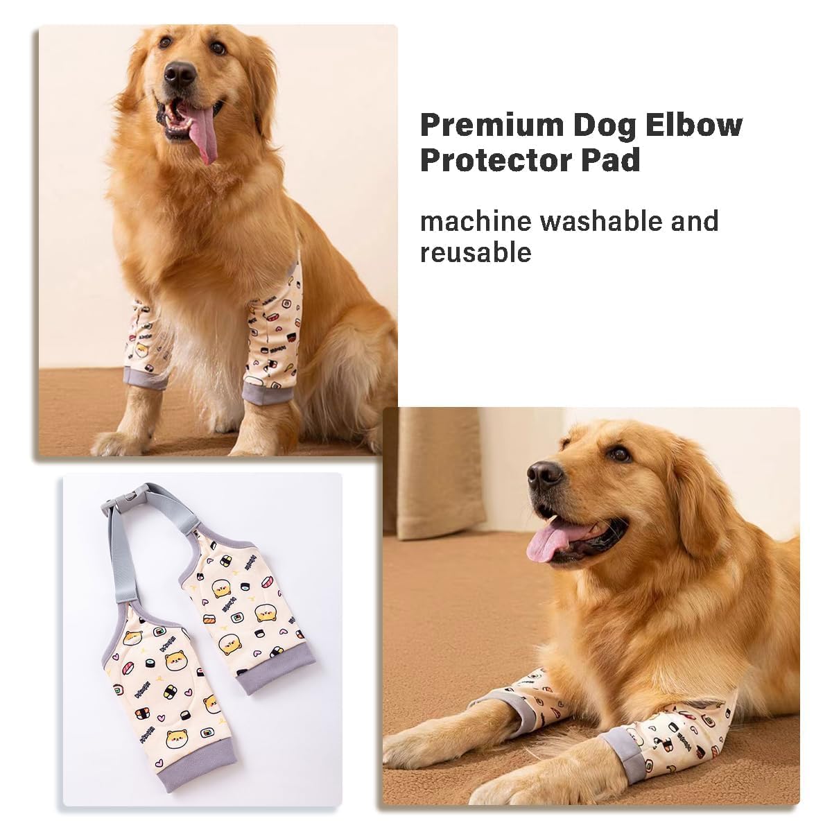 MANON ROSA protector de codo para perros XL, uso frontal de pata delantera