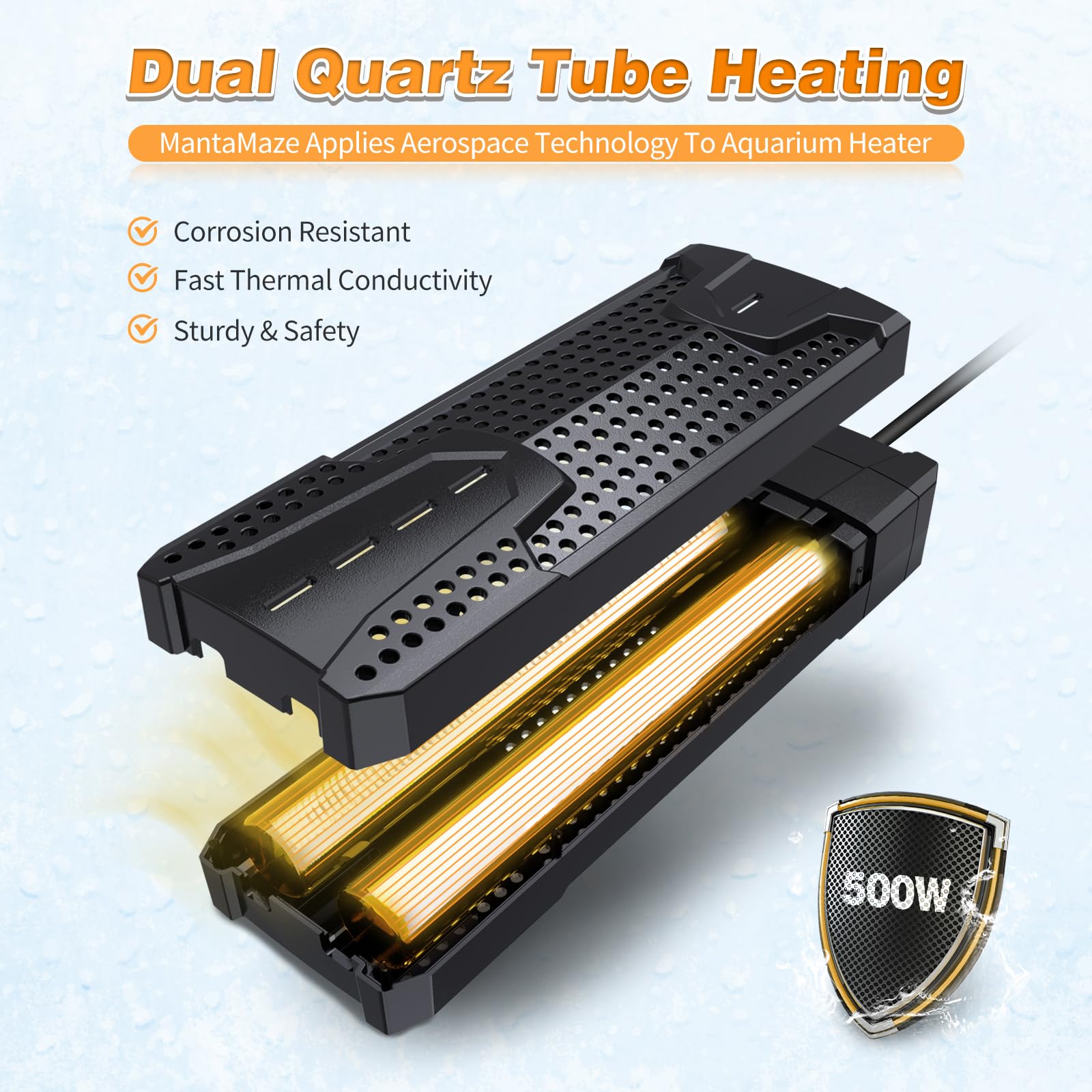 MantaMaze 1000W, fijación estable y indicadores de estado para tanques grandes.