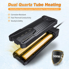 MantaMaze 1000W, fijación estable y indicadores de estado para tanques grandes.