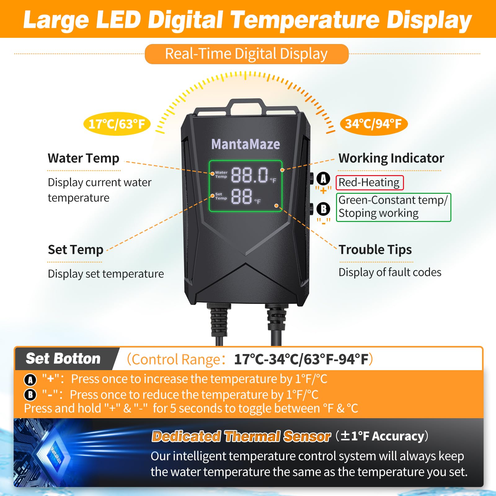 MantaMaze 800W con sistema de seguridad y fijación por ventosas.