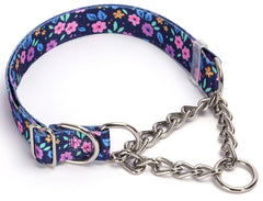 MAOWUWUJOZ collar choker martingale para perro, floral morado, ideal para entrenamiento suave.