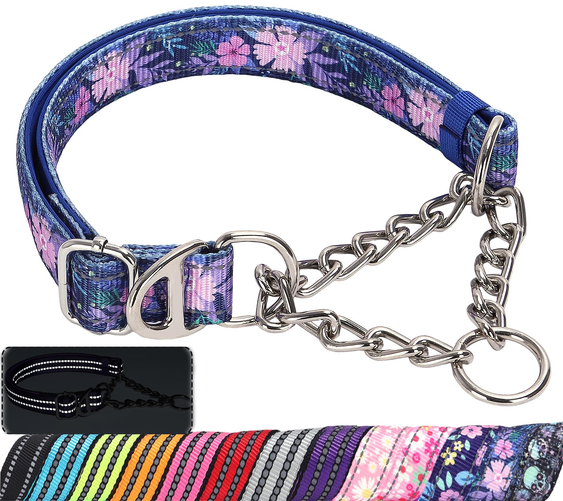 MAOWUWUJOZ collar martingale con cadena de acero para control suave y visible.
